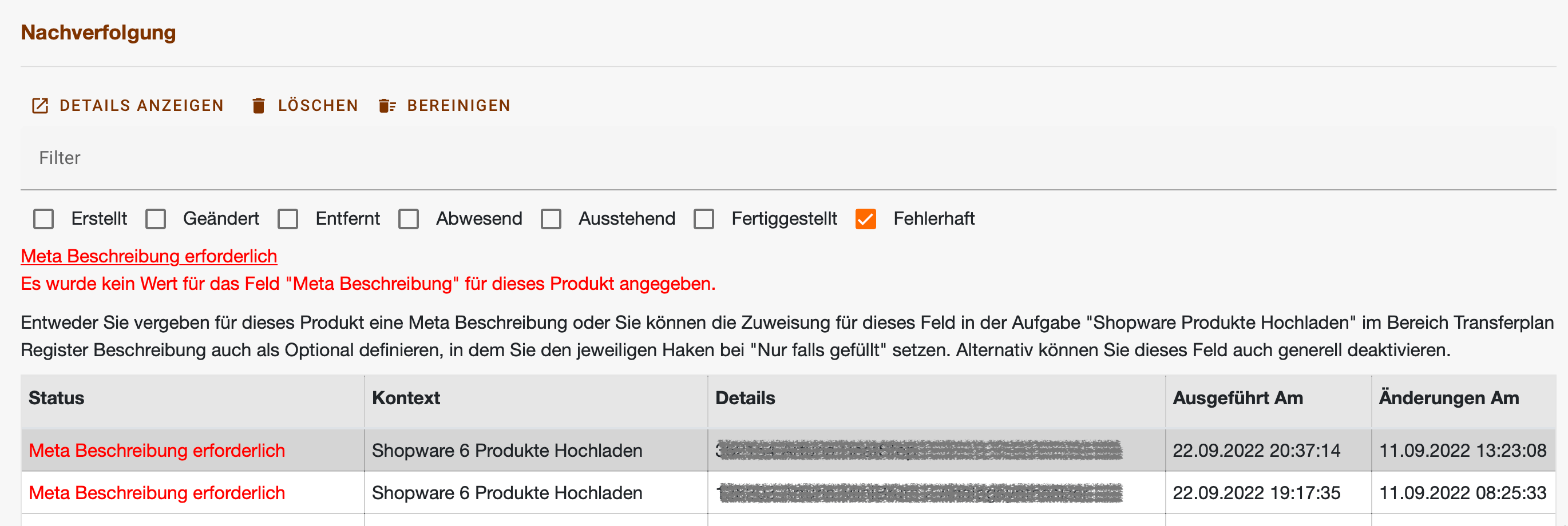 Screenshot Nachverfolgung 1