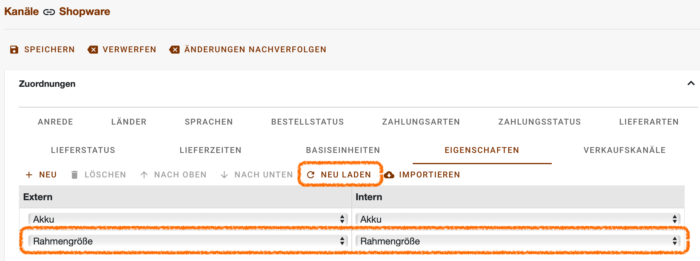 Screenshot TRADElube Guides-TriData-ProductAttributes-ShopwareMapping