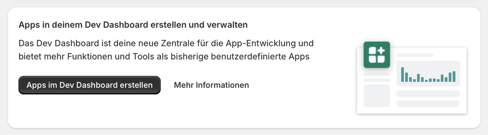 Seite App-Entwicklung mit der Schaltfläche Apps im Dev Dashboard erstellen