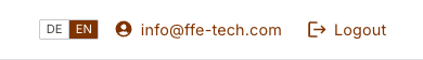 User menu with the language switch, the user name and the logout link