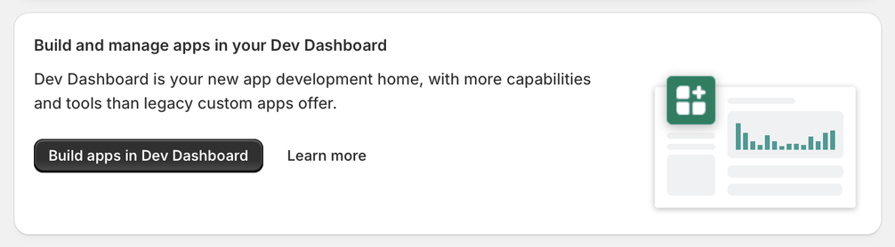 App development page with the button for creating apps in the Dev Dashboard