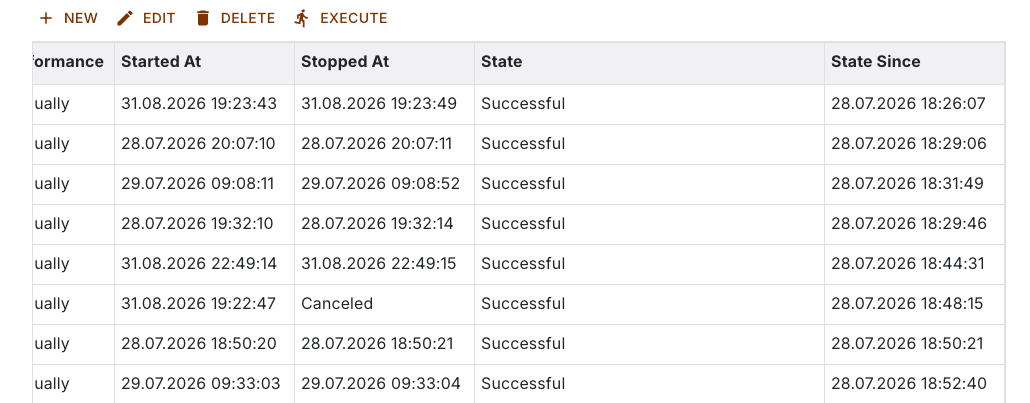 Task list scrolled to the right, showing the State and State Since columns