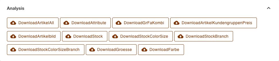 Analysis section of the TriData channel with its eleven query buttons