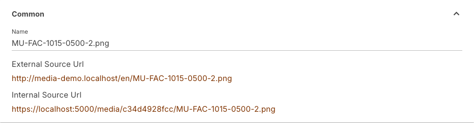 Common section with the file name and the two addresses