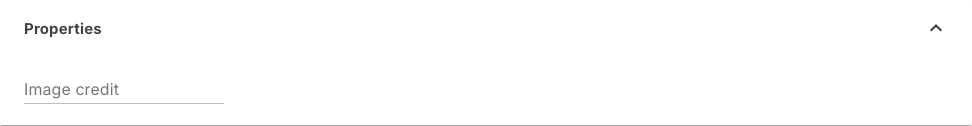 Properties section of the medium with the Image credit text attribute