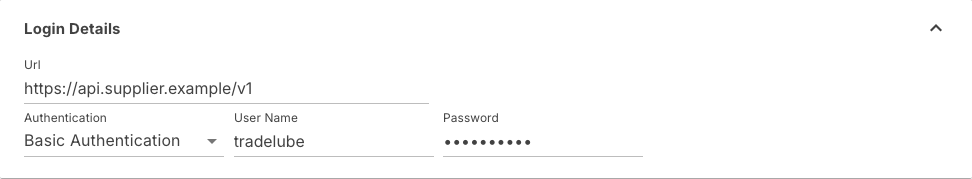 Login details of an HTTP data source with Url, Authentication and the fields of the basic sign-in